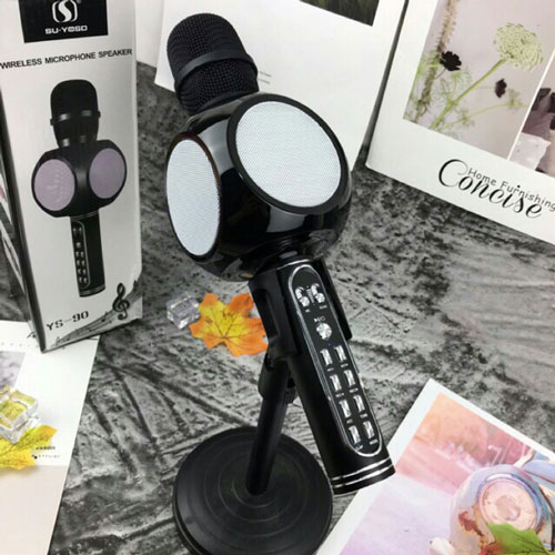 Micro Bluetooth Hát Karaoke Tích Hợp Loa Bass Hay YS90 Mic Bắt Giọng Âm Thanh Trong Lớn Gắn Usb Thẻ Nhớ