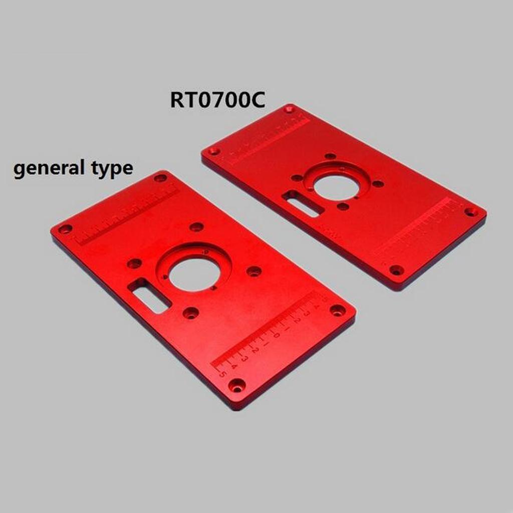 Alloy Router Table Insert Plate with 2 Router Insert Rings 235x120x10mm Red