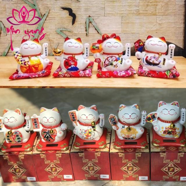 Mèo Thần Tài Vẫy Tay Năng Lượng Mặt Trời Size 10cm