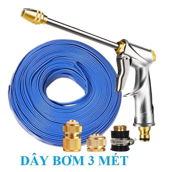 Bộ dây vòi xịt nước rửa xe,tưới cây .tăng áp 3 lần,loại 3m,5m 206701-2 đầu đồng,cút đồng,nối đ+ tặng túi đựng bút