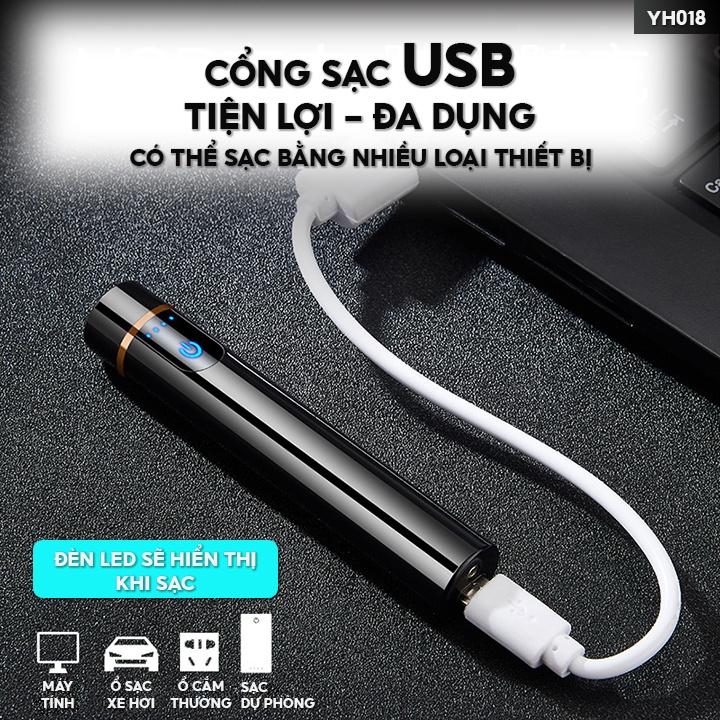 Cây Mồi Lửa Bằng Lõi Dẫn Đồng Chức Năng Sạc Pin Có Đèn Led Hiển Thị Báo Pin Tiện Loại Cảm Ứng Mồi Lửa YH-018