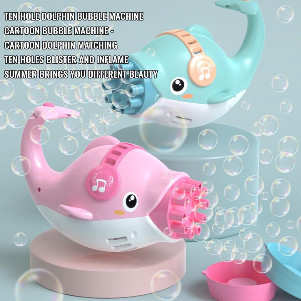 Máy Thổi Bong Bóng Xà Phòng Tự Động Hình Cá Heo Dễ Thương Cho Bé
