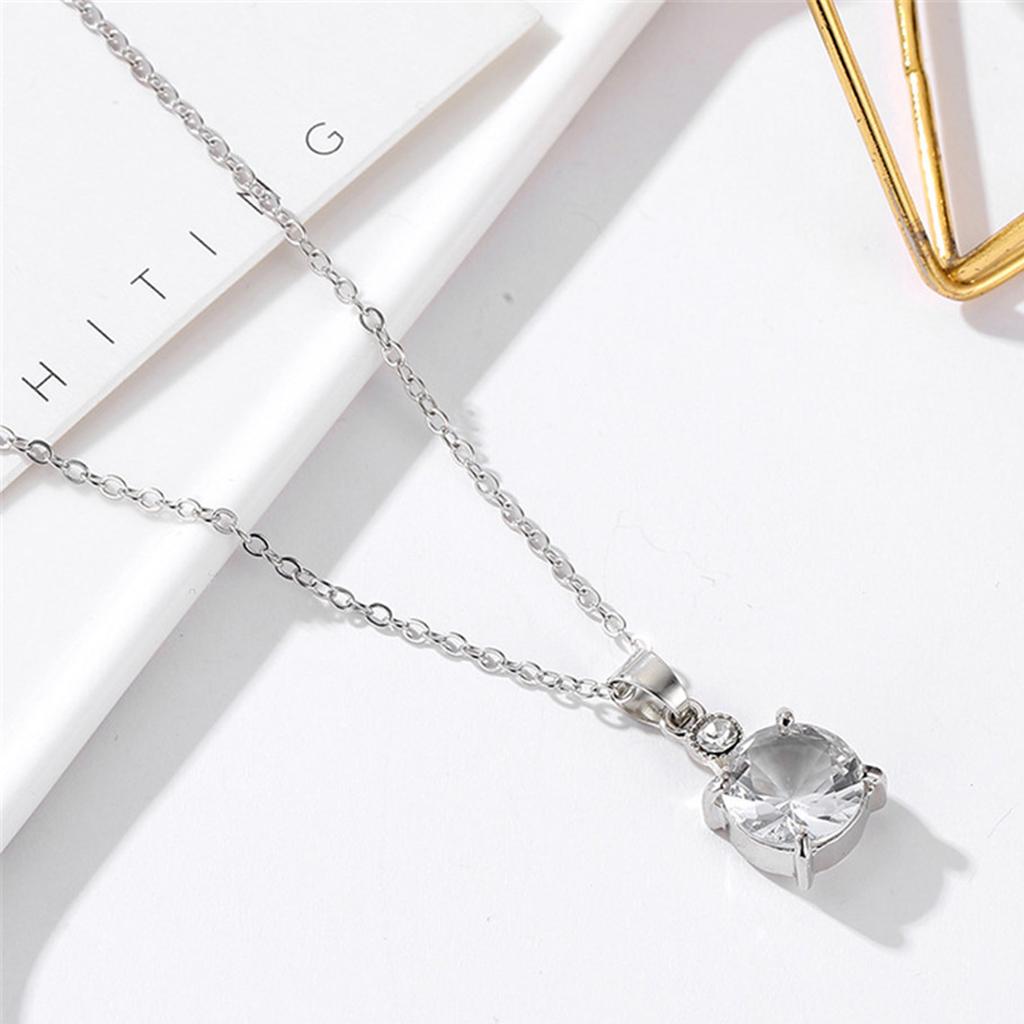 Round Zircon Crystal Crystal Bridal Pendant Necklace Earrings Jewelry Sets