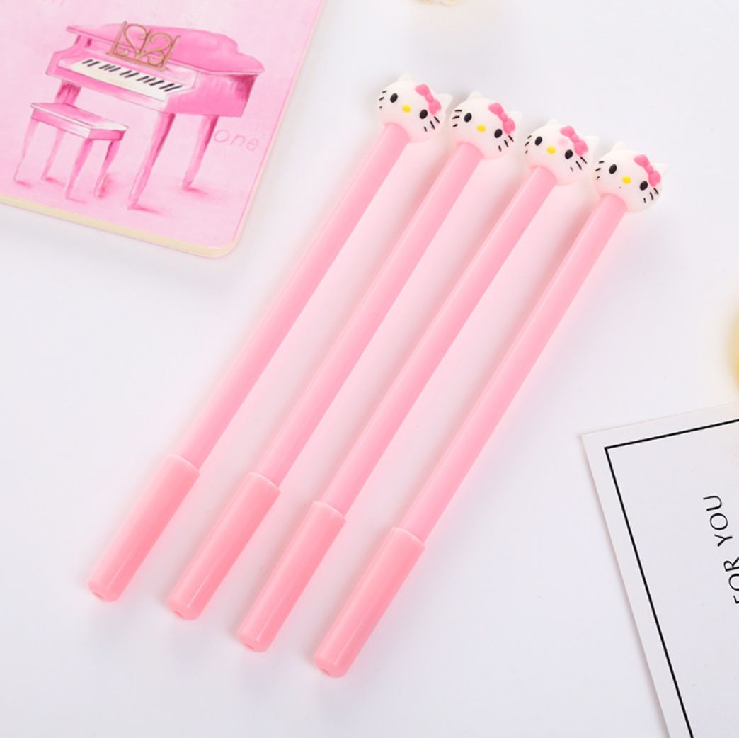 Bút Bi Viết Mèo Hồng Siêu Dễ Thương - Bút Bi Nước Văn Phòng Mực Đen