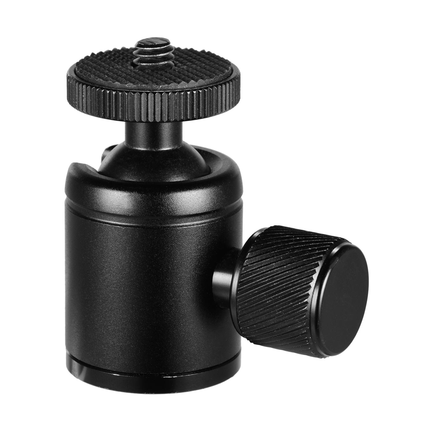 Mini Metal Tripod Head Adapter Ball Head Aluminum Alloy with 1/4 Inch Screw and 3/8 Inch Screw Hole for Mobile Phone