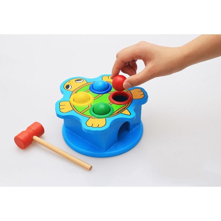 Đồ chơi đập bóng con vật, đồ chơi đập bóng bằng gỗ hình thú cho bé
