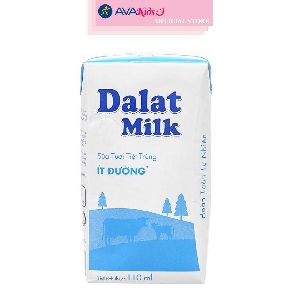 Thùng 48 hộp sữa tươi tiệt trùng Dalat Milk ít đường 110 ml (từ 1 tuổi)