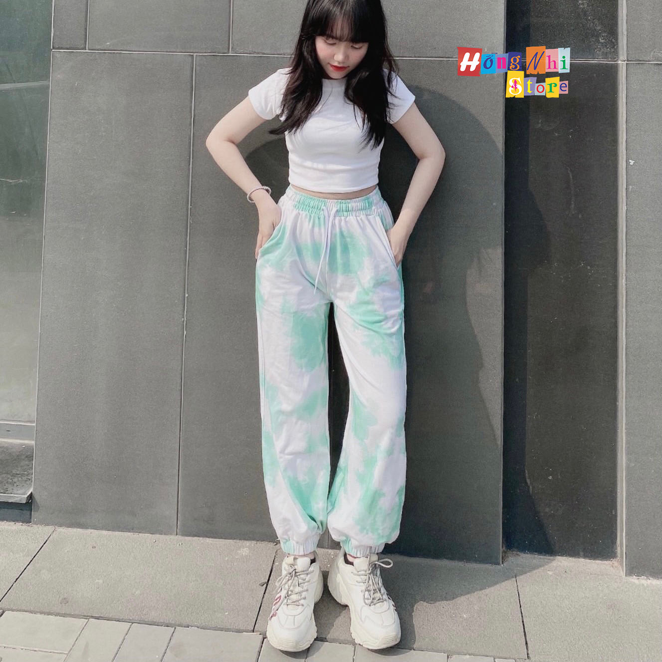 Quần Jogger Lưng Thun Loang Màu Dài Bo Lai Dáng Rộng Xanh Lá - Jogger 3D Long Basic Pant Unisex - MM - L