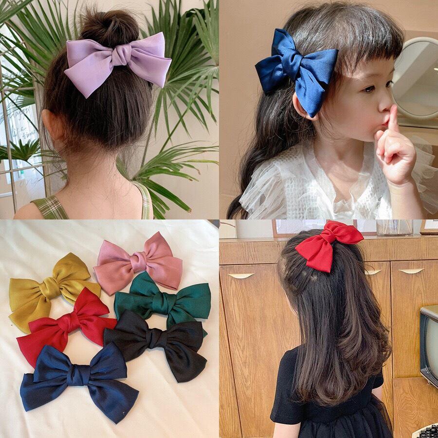 KẸP TÓC NƠ CHẤT LIỆU VẢI SATIN THANH LỊCH CHO MẸ VÀ BÉ - NUNAM SHOP