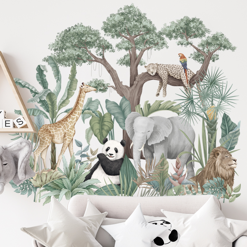 Sticker Giấy Dán Tường Decal Dán tường Tranh Dán Tường Trang Trí Tường Mẫu Sở Thú Châu Phi ZDB-2472