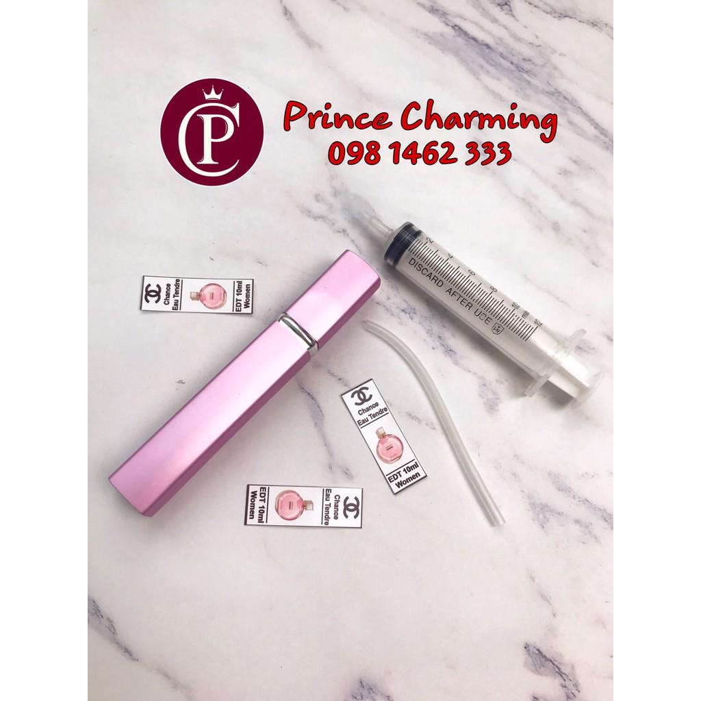 Combo Lọ + bộ chiết nước hoa: lọ chiết + Xi lanh Chiết + Tem dán