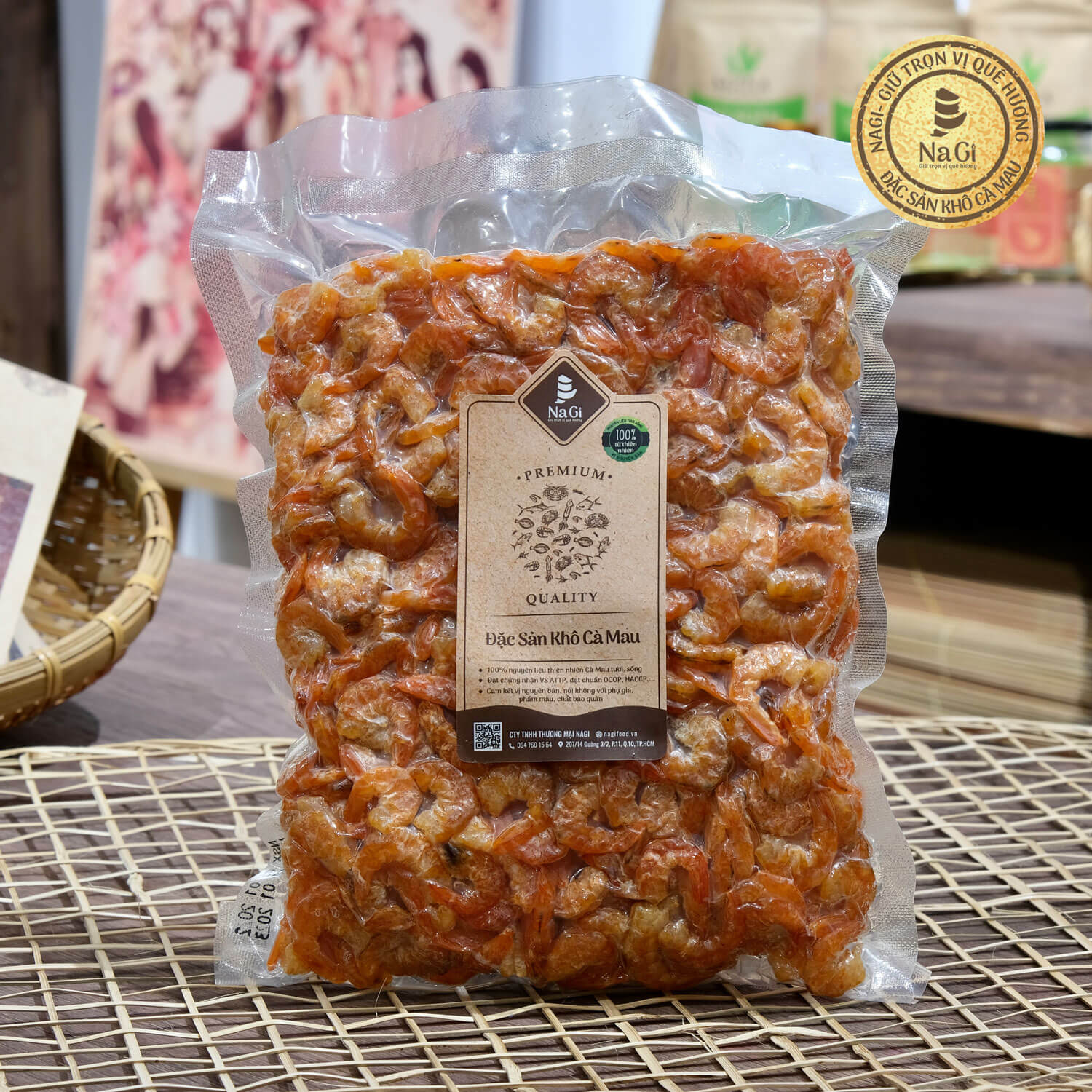 Đặc Sản Cà Mau - Tôm Thẻ Khô, Tôm Khô Cà Mau Chính Hiệu - Hộp 250g