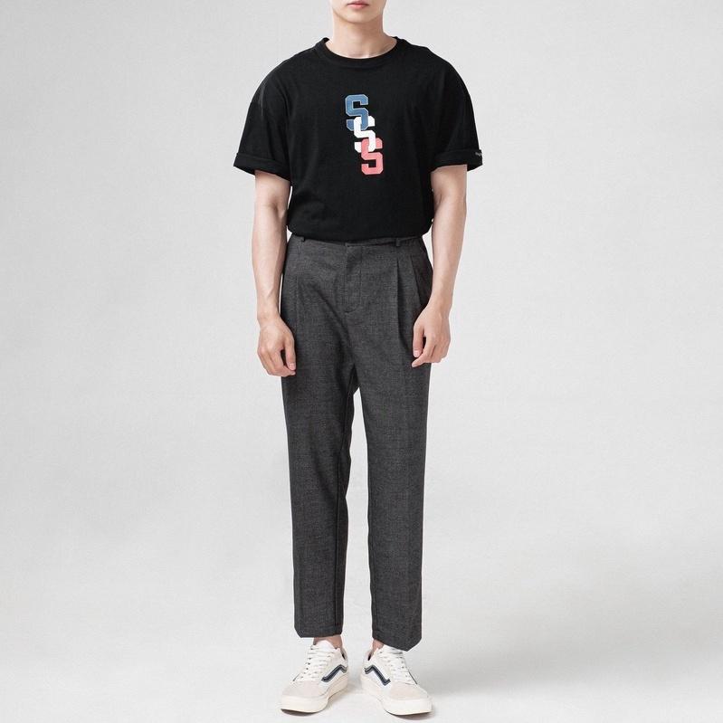Quần âu nam kẻ caro SSSTUTTER ống đứng cổ điển CHECK PLEATED PANTS