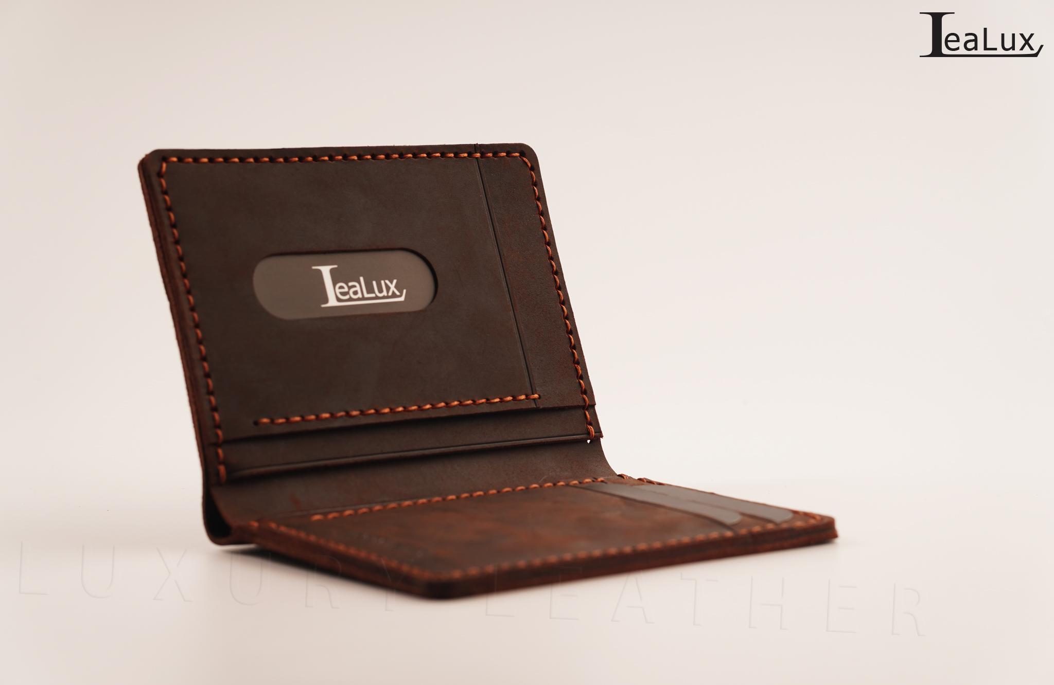 Ví Đứng Da Sáp Đựng Giấy Tờ Cũ Handmade Lealux The Stand Wallet