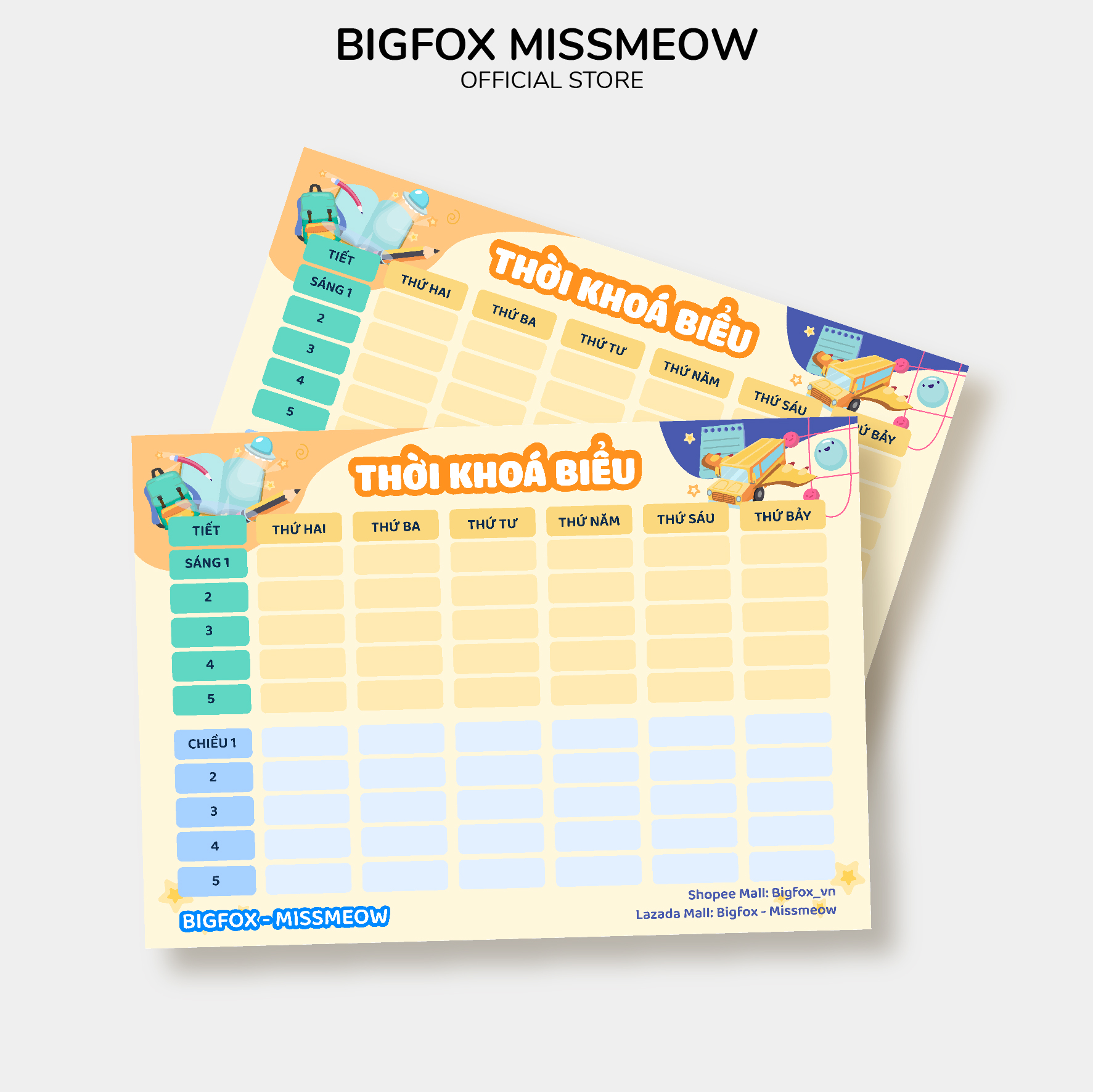 [Quà tặng độc quyền ] Thời khóa biểu cho bé, dụng cụ học tập tiện lợi thiết kế bởi Bigfox Miss Meow