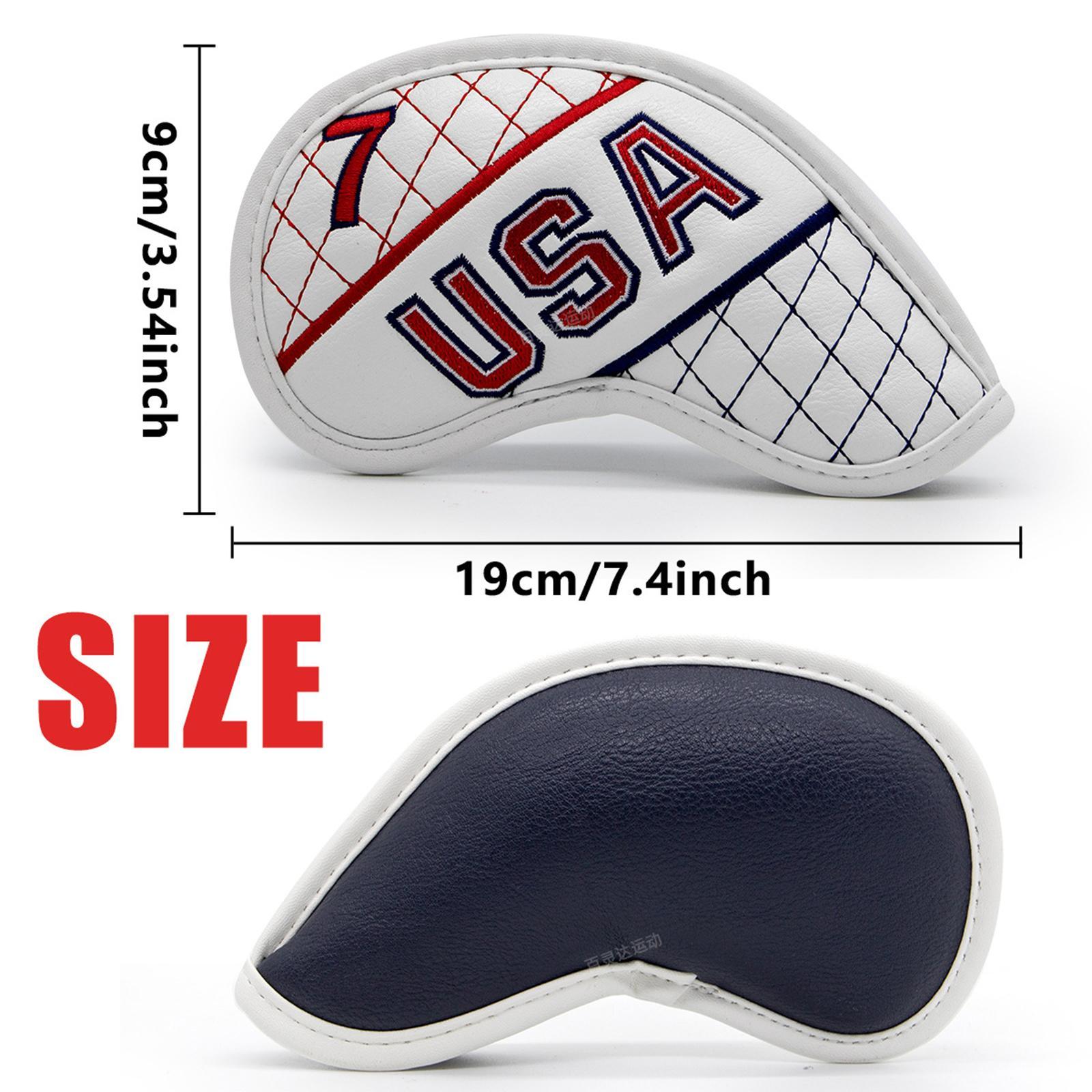 10Pcs Golf Iron Head Covers PU Leather Golf Equipment 5-9 A,S,P,x,G Protector Guard