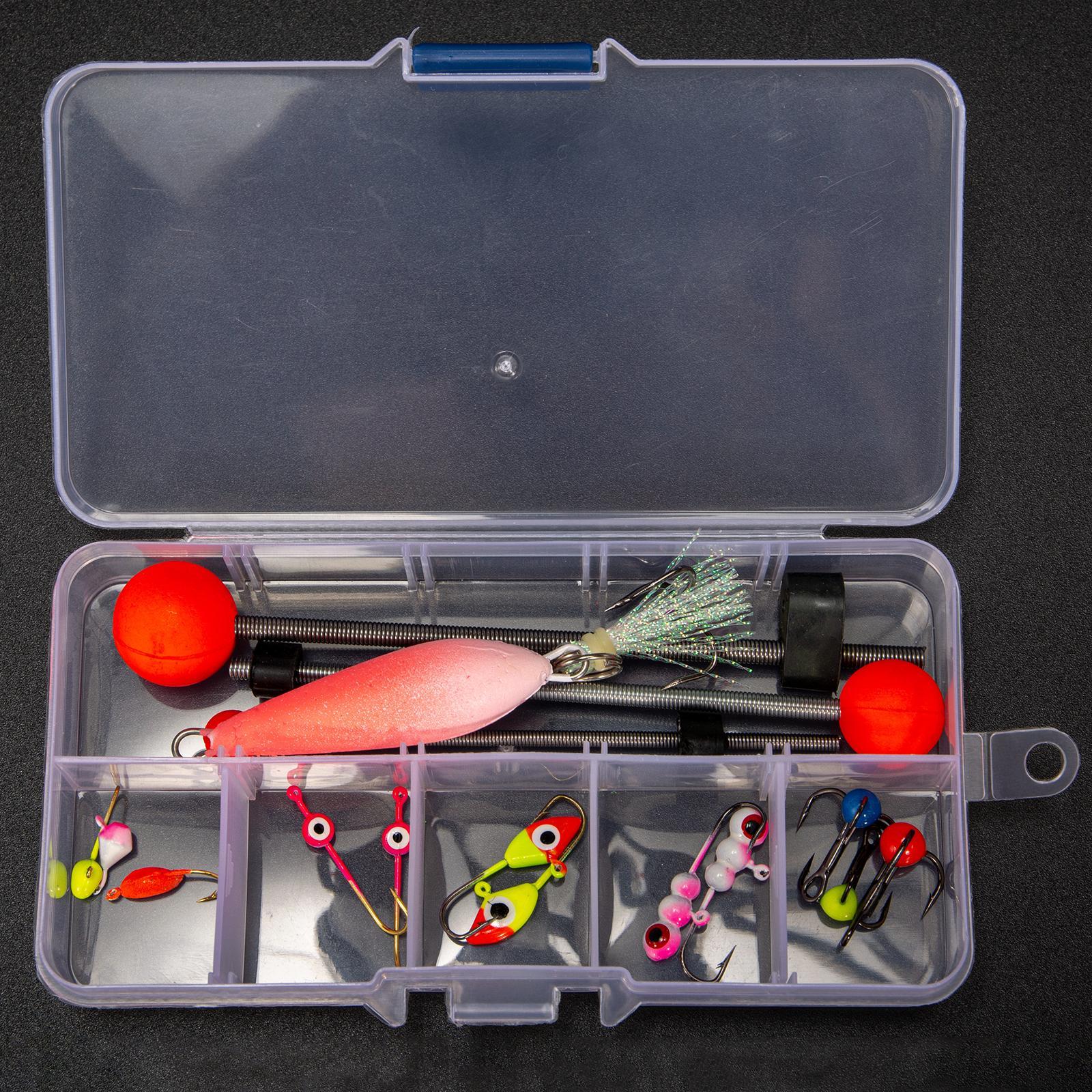 Winter Fishing Set Ice Fishing Jigs with Carbon Steel Hooks Portable