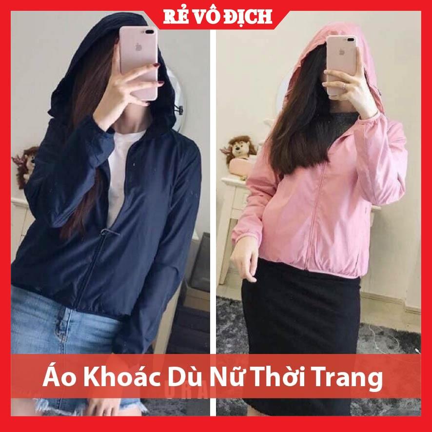 Áo Khoác Gió Nữ 2 Lớp Trơn Hàng Cao Cấp Trong Lót Lưới Khóa Kéo Túi Có Khóa Có Mũ Rộng Nhiều Màu Nhiều Size