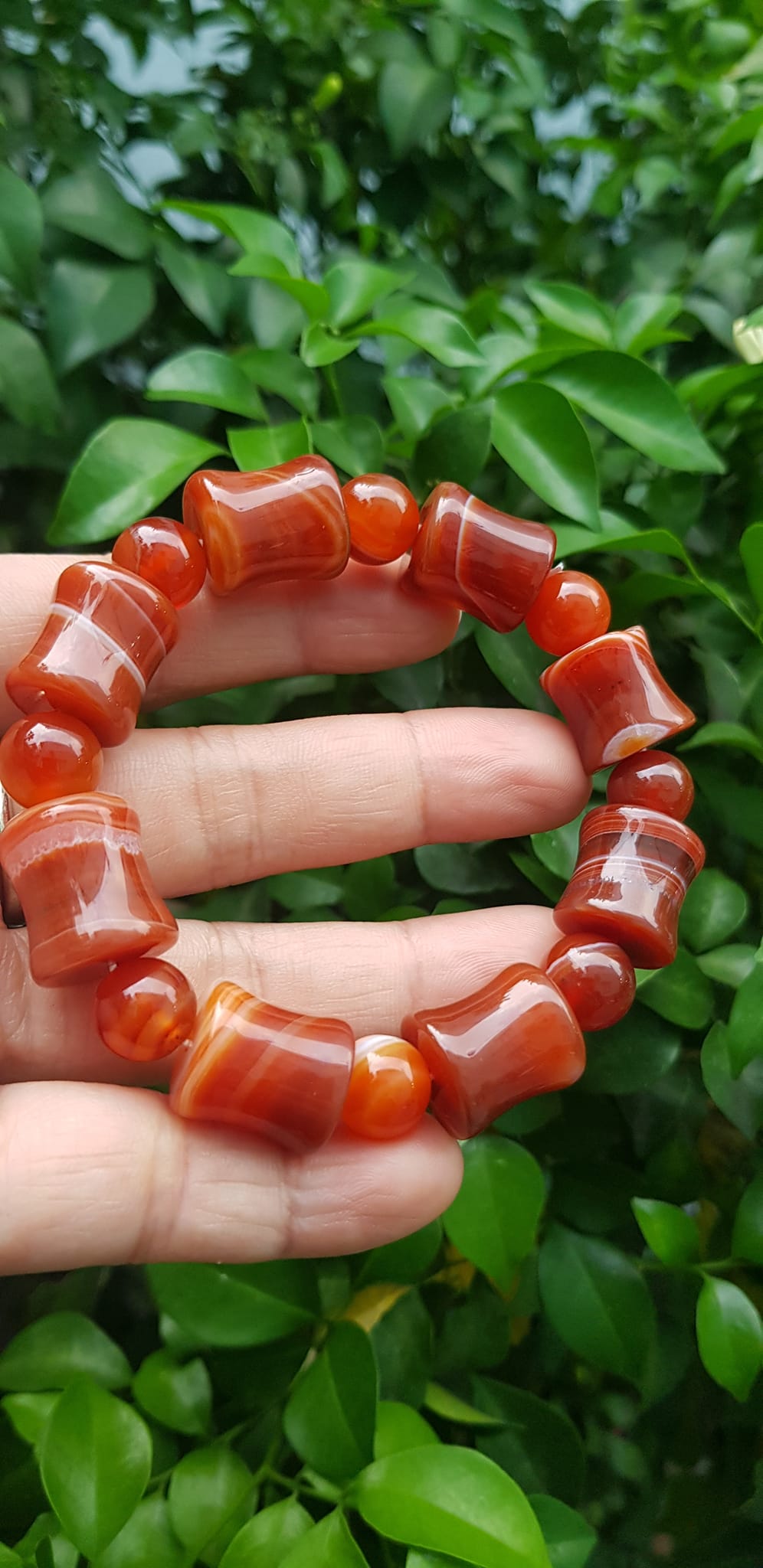 Vòng tay đá mã não đỏ kiểu Vòng hạt thống 14mm hạt tròn nhỏ Nam Nữ mệnh hoả mệnh thổ đeo ạ