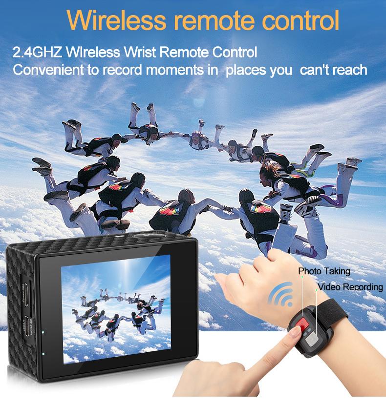 Camera hành động Ultra HD 4K 60fps WiFi 2.0 inch 170d dưới nước không thấm nước Máy ảnh Video Ghi máy Sport Sport Cam điều khiển điều khiển từ xa