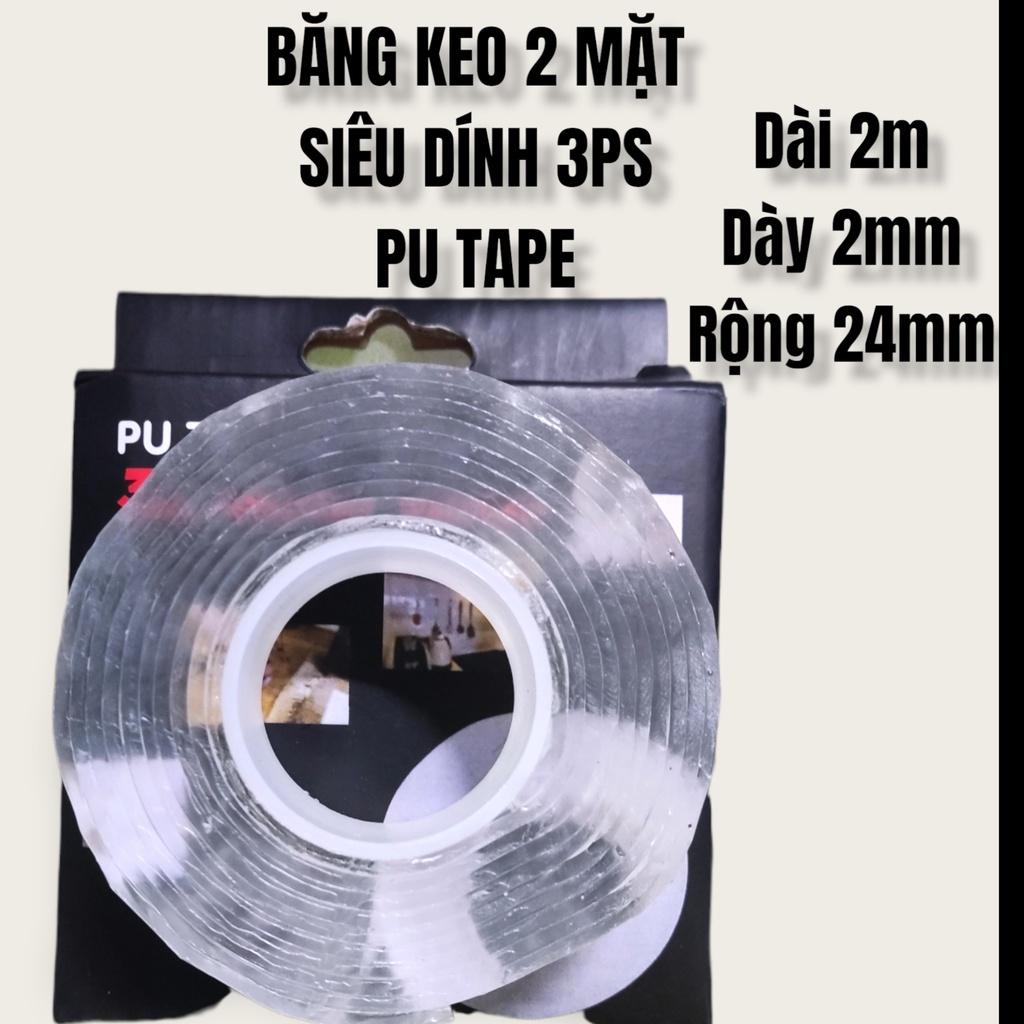 BĂNG KEO 2 MẶT ĐA NĂNG SIÊU DÍNH - MÀU TRONG SUỐT - 3PS - DÀI 2M