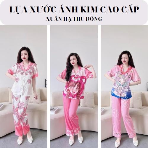 Bộ Pyjama lụa xước ánh kim cao cấp HÀNG THIẾT KẾ MỚI.
