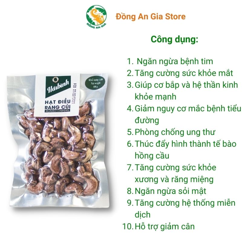 Hạt điều rang củi gói hút chân không Hải Bình 100g