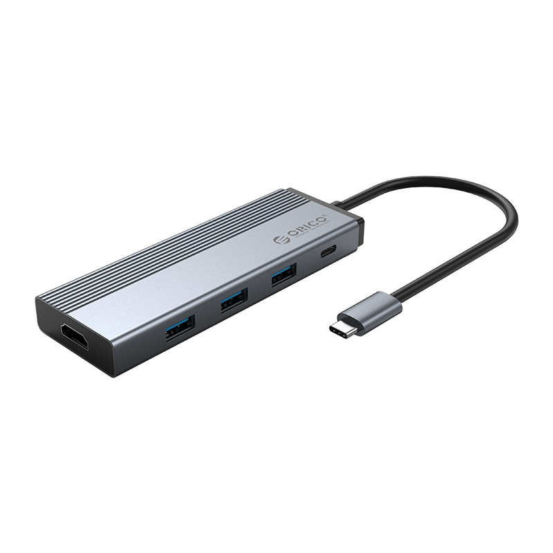 Hub USB Type-C 5 Cổng USB 3.0/PD ORICO 5SXA-GY - Hàng Chính Hãng