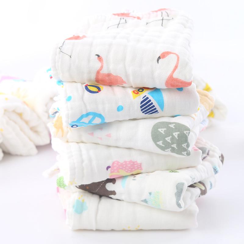 Khăn vải xô cotton 6 lớp lau mặt dài 25 * 50 bông nhăn trẻ em cho trẻ sơ sinh chất liệu thấm nước cho bé (TBB152)