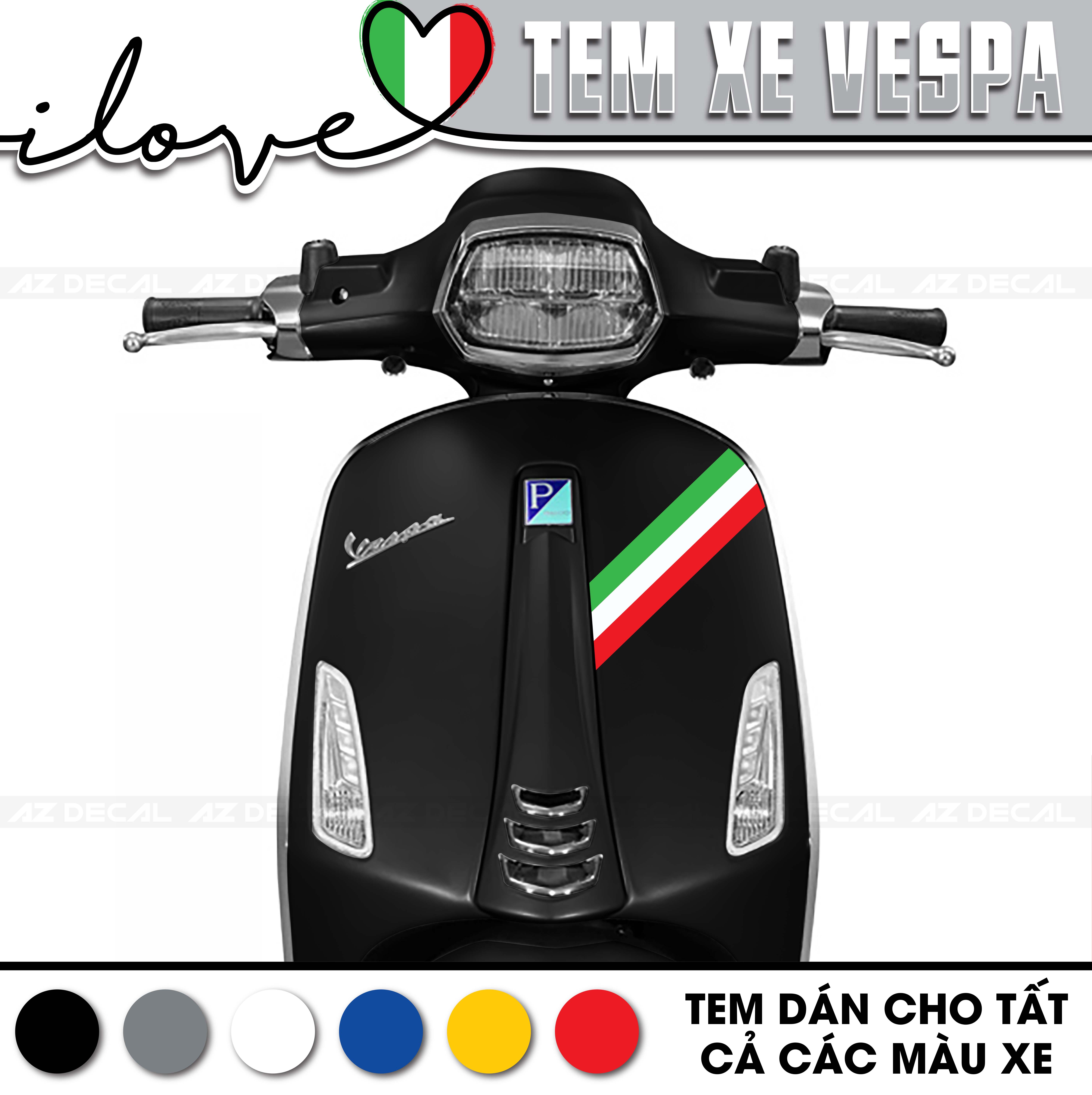 Tem Xe Vespa Sprint / Primavera / LX / GTS Mẫu Italy | VP03 | Decal Dán Xe Cắt Sẵn, Chống Nước, Chống Phai Màu