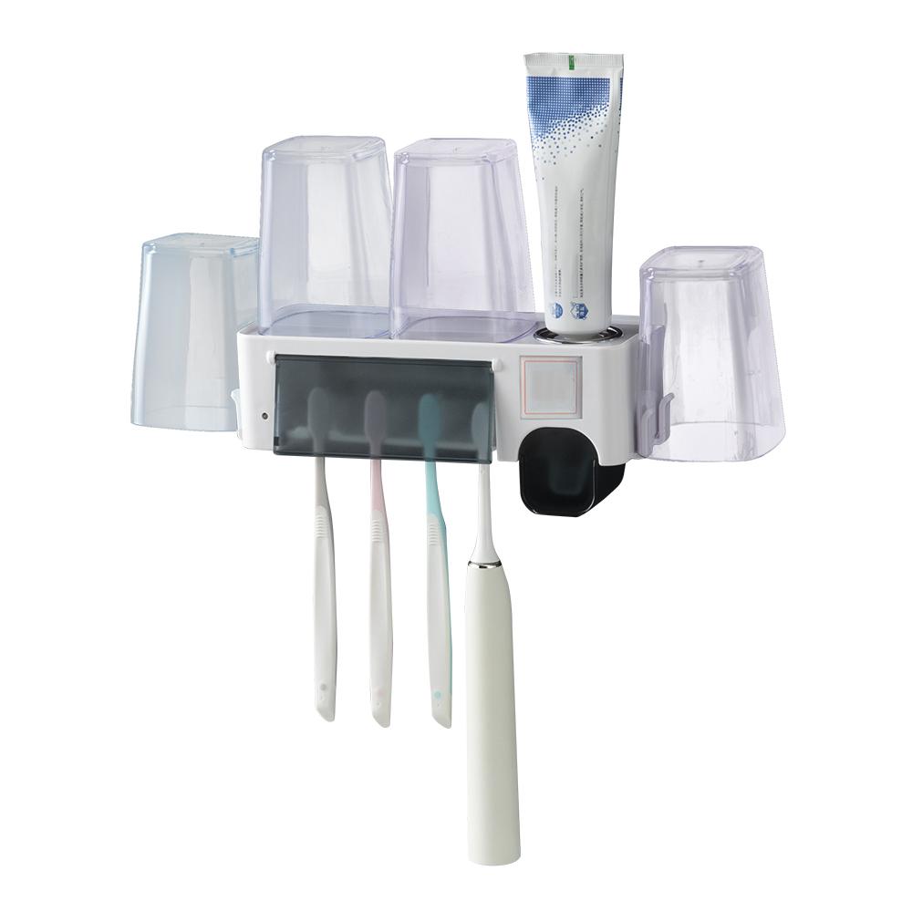 Giá giữ bàn chải đánh răng đa chức năng gắn tường không cần khoan kiêm dụng cụ vắt kem đánh răng