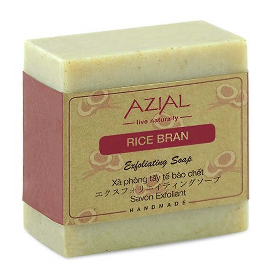 Xà phòng cám gạo AZIAL Rice Bran Exfoliating Soap, xà bông cục tẩy tế bào chết nhẹ nhàng, dưỡng da sáng mịn, hương tinh dầu Sả Chanh tươi mát