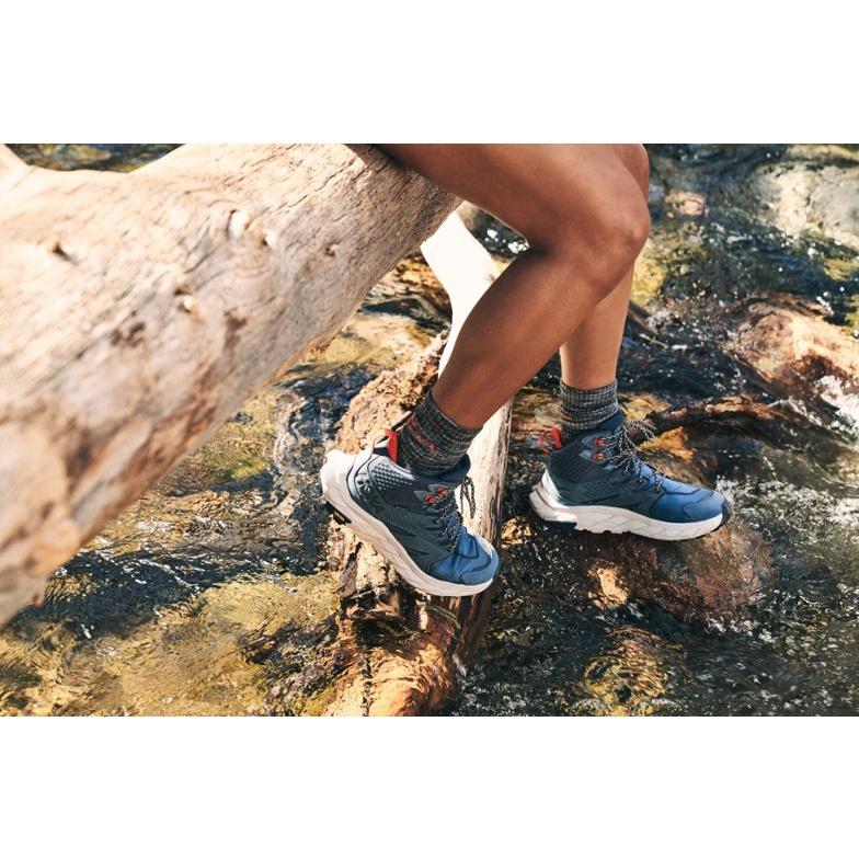 HOKA Anacapa Mid GTX Hiking Boots, Giày thể thao địa hình nam nữ chính h.ãng màu xanh
