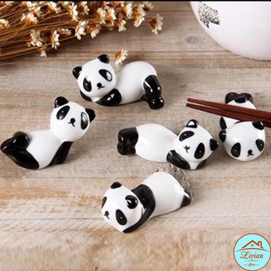 Gác đũa bàn ăn gốm sứ hình gấu trúc cực xinh, phụ kiện trang trí bàn ăn phong cách nhật Bản