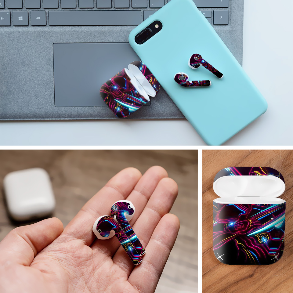 Miếng dán skin chống bẩn cho tai nghe AirPods in hình siêu anh hùng - SAH0089 (bản không dây 1 và 2)