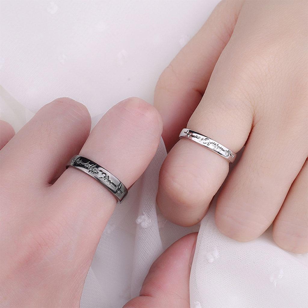 3-4pack 2Pcs Couple Rings Adjustable Fashion Romantic for Lover Christmas Girls