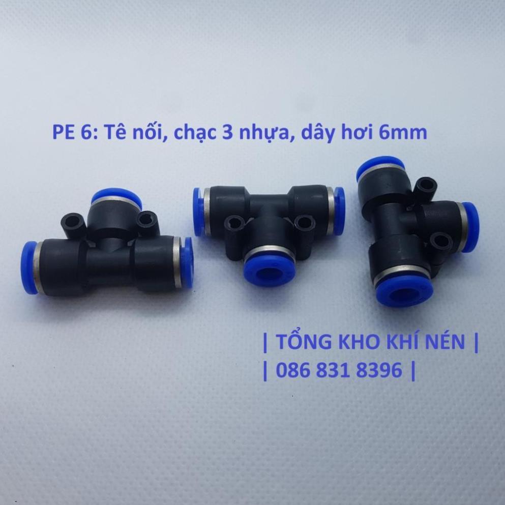 Nối chữ T ống khí nén, phun sương PE4 PE6 PE8 PE10 PE12