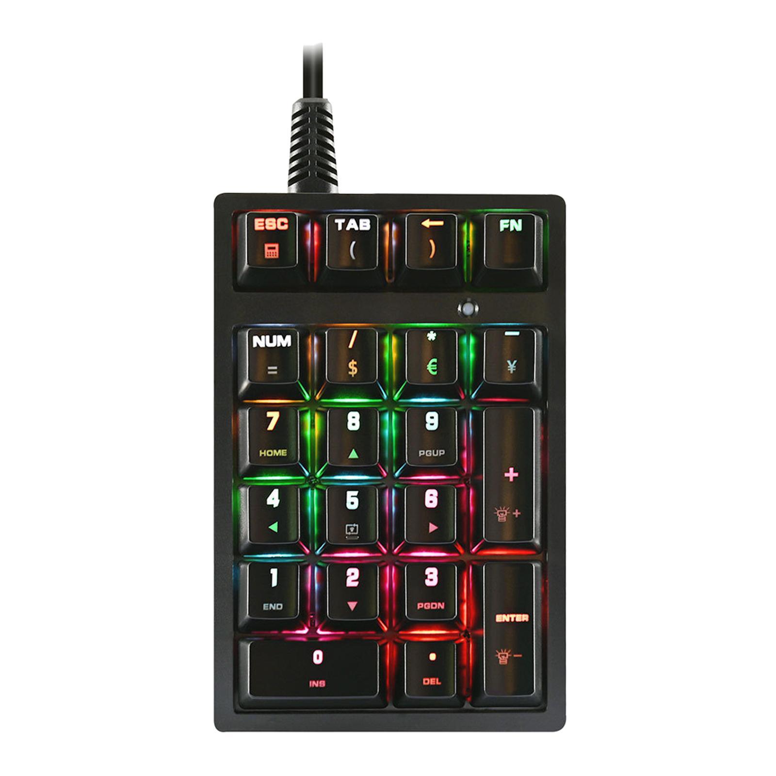 K21 Mini Numpad 21 Keys Programmable Black Wired USB C Portable RGB ABS Numeric Keypad Wired Numpad for PS Designers Computer Tablets DIY Desktop
