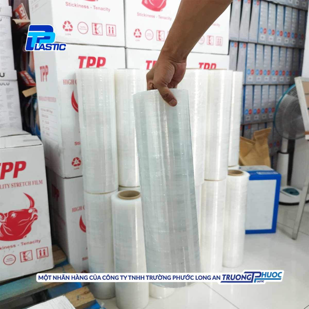 Màng PE Quấn Hàng Pallet TPP, PE Stretch Film, Màng Nhựa Bọc Hàng, Màng Co, Màng Cuốn Hàng,Màng Chít, 3.96kg/cuộn, TRONG SUỐT