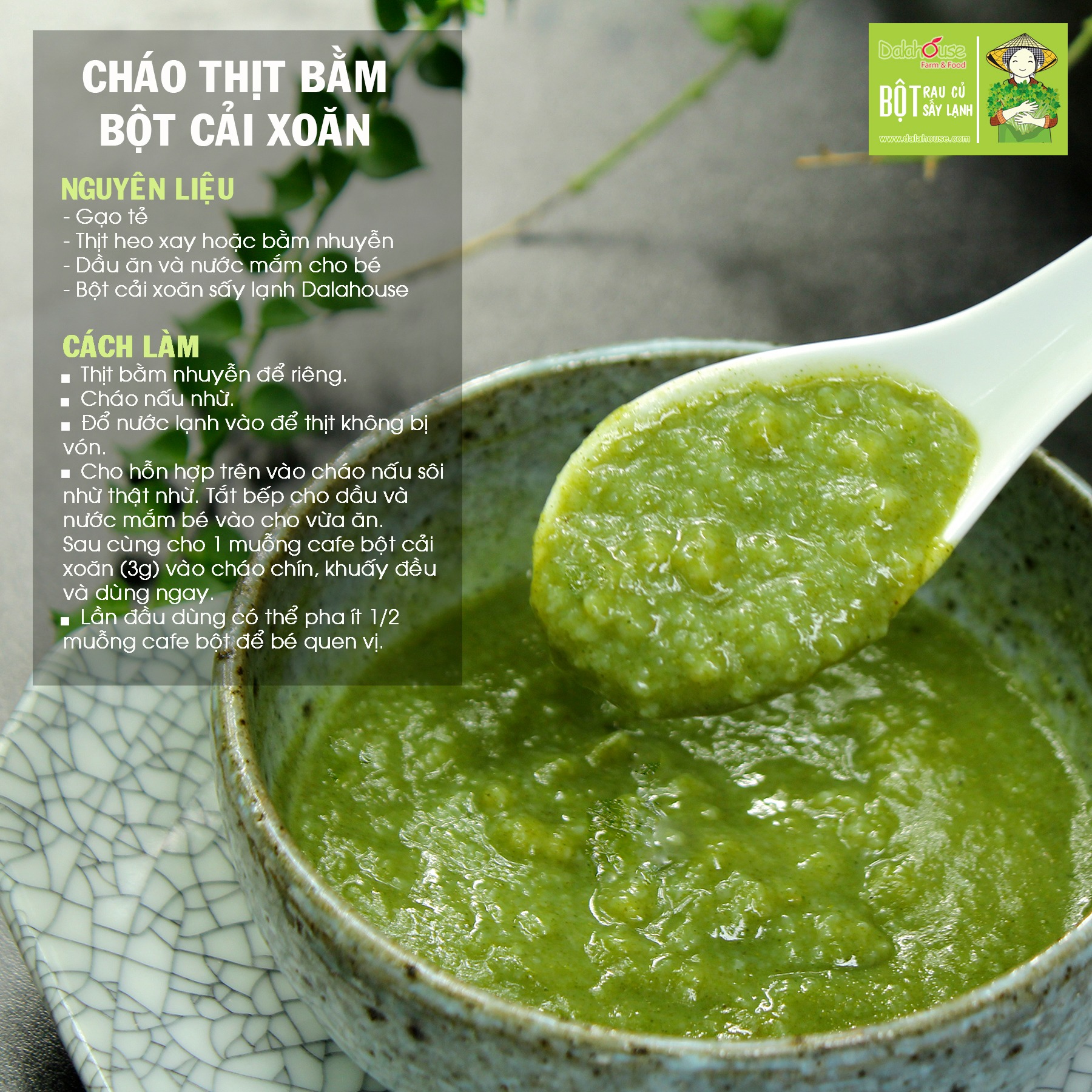 Bột cải Kale/Cải Xoăn hữu cơ nguyên chất sấy lạnh Dalahouse - Mẫu mới 2022 - Đào thải độc tố, chống ô xy hóa, bổ sung can xi hữu cơ cho cơ thể