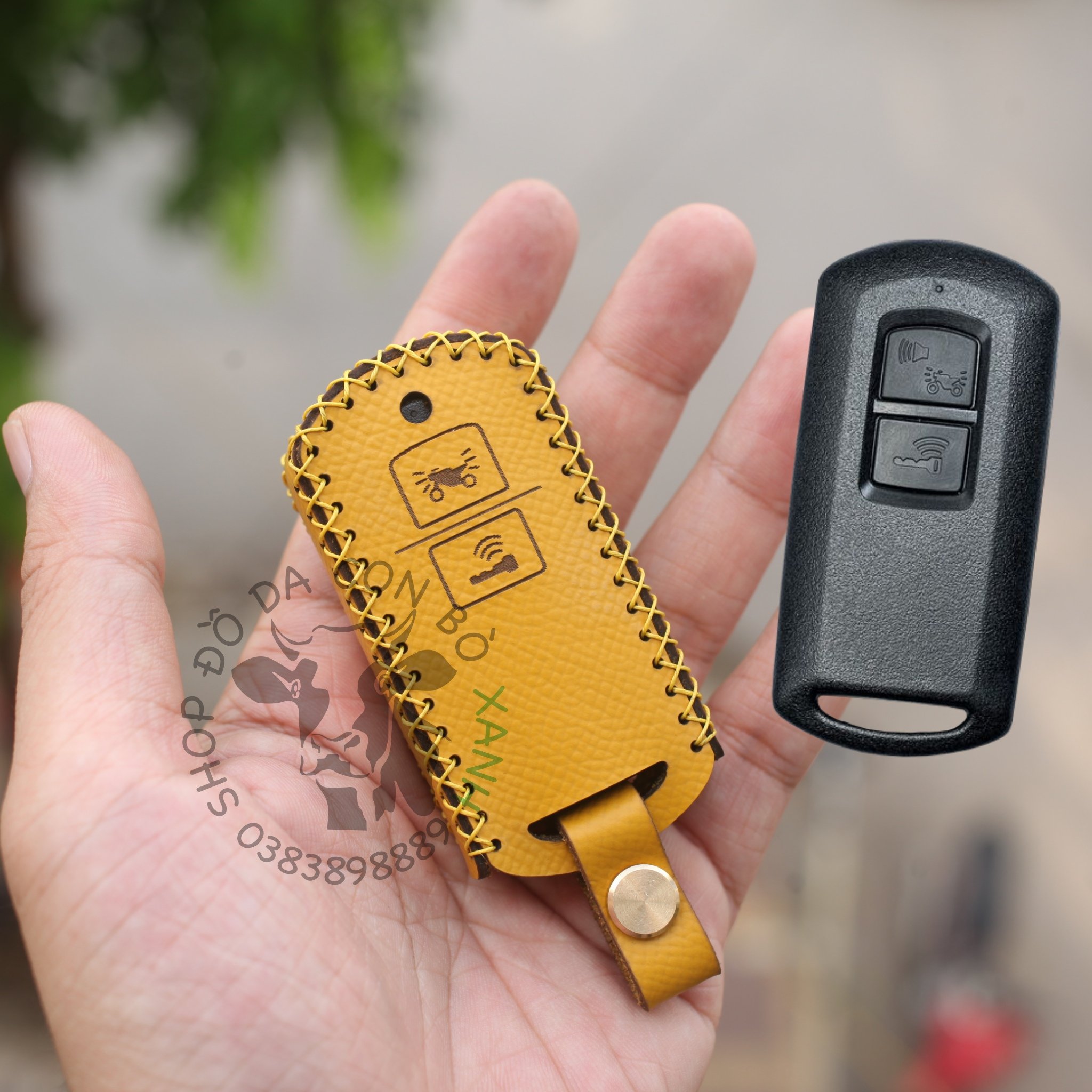Bao da Chìa Khóa Honda Air Blade 150, Vario 150, Airblade 2020, Lead 2020 khắc tên sdt handmade da thật