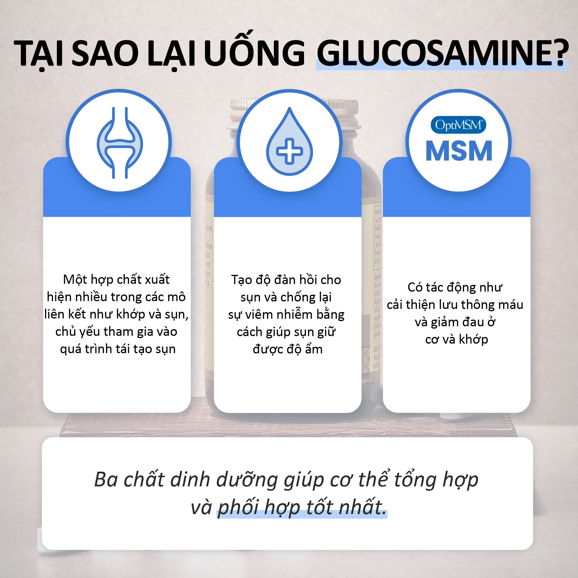 NHẬP KHẨU USA CHÍNH HÃNG - Viên uống hỗ trợ bôi trơn xương khớp, tăng cường độ đàn hồi tế bào sụn Solgar Glucosamine Condrotin MSM