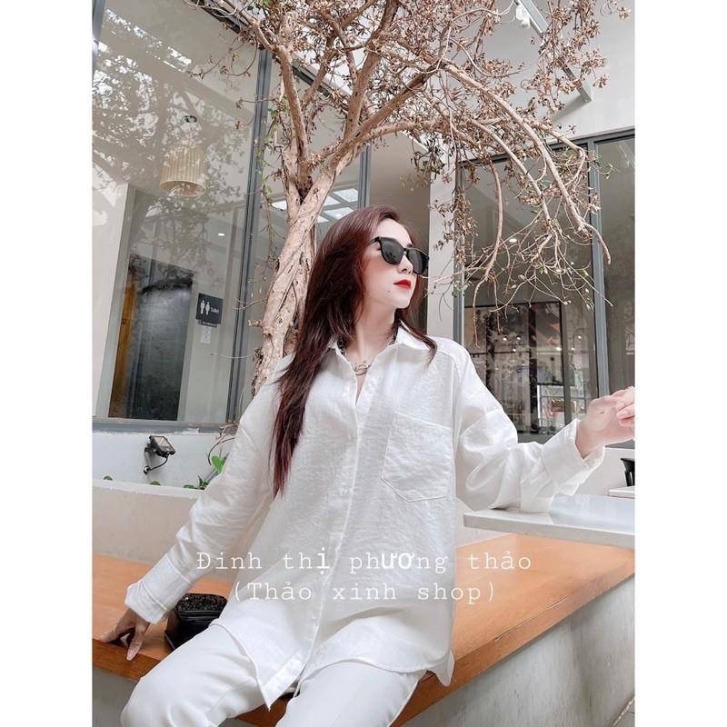 ️ Set Áo Sơ Mi đũi Oversize + Quần ống suông xinh xắn