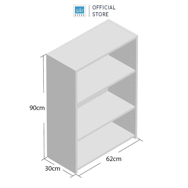 Tủ Sách Đơn Giản Có Hậu Kích Thước 90 x 62 x 30cm SIB Decor Cabinet KSG54
