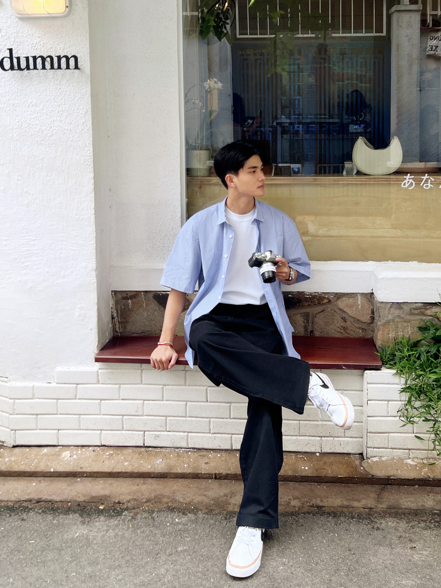 Áo Sơ Mi Nam ROUTINE Tay Ngắn Họa Tiết Kẻ Sọc Form Oversize - 10S24SHS003 | LASTORE MENSWEAR