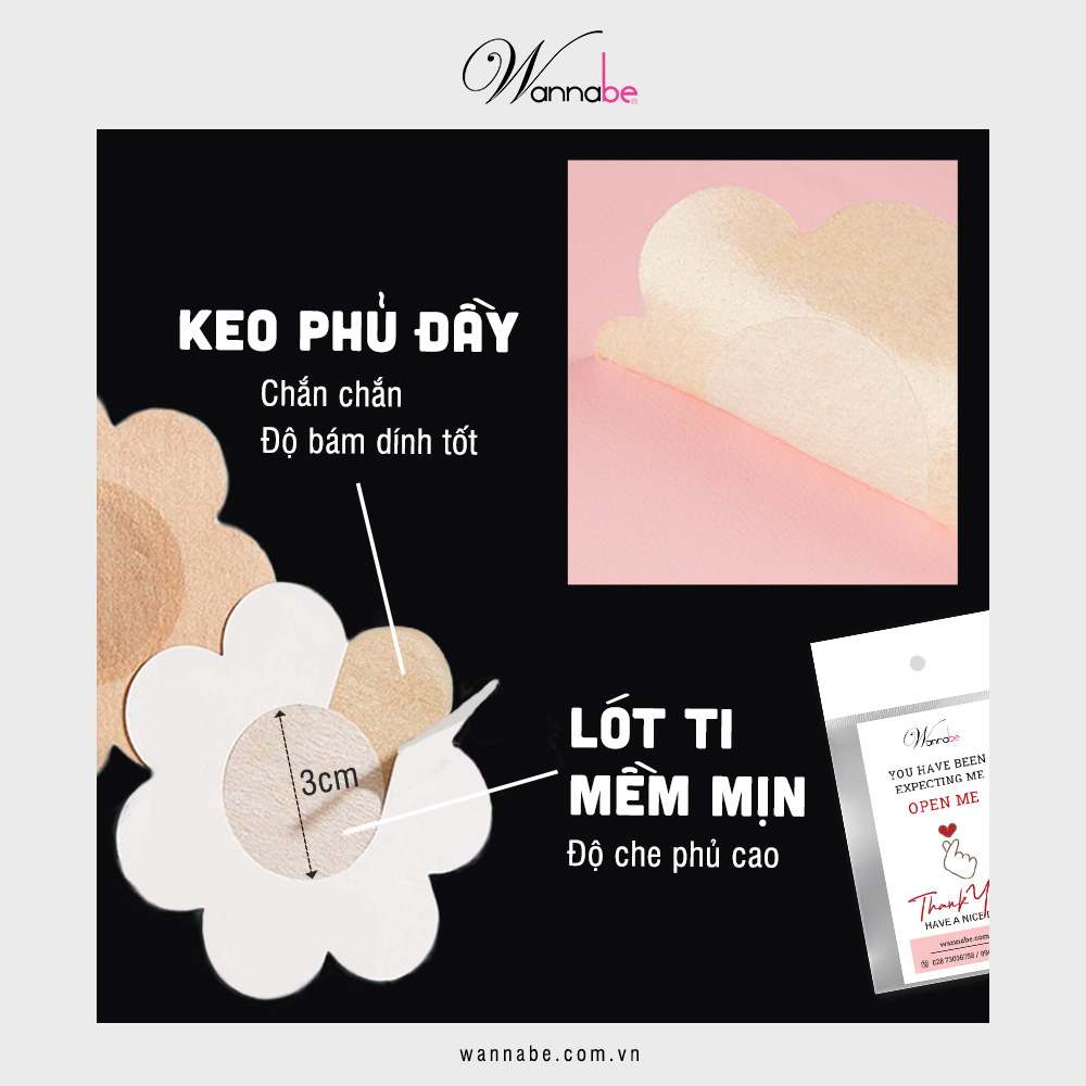 Combo 3 cặp dán ti giấy Wannabe DTG01 hình hoa tiện lợi thoải mái