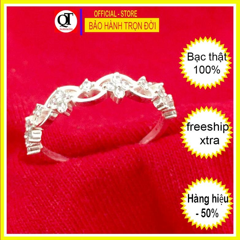 Nhẫn bạc nữ đơn giản bản nhỏ gắn đá cobic trắng cao cấp thích hợp đeo tất cả ngón tay trang sức Bạc Quang Thản – QTNU71