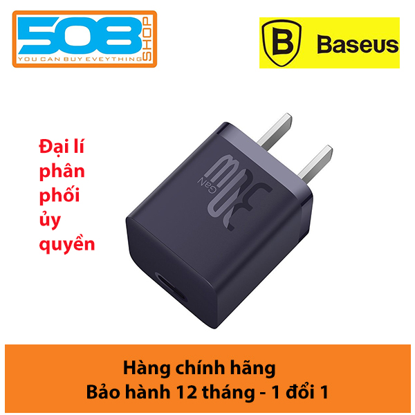 Củ Sạc Nhanh Baseus GaN5 Fast Charger Mini 1C 30W Cho iPhone 14 13 12 11 Pro Max (Nhỏ gọn, sạc nhanh PD/Quick Charge) - Hàng chính hãng