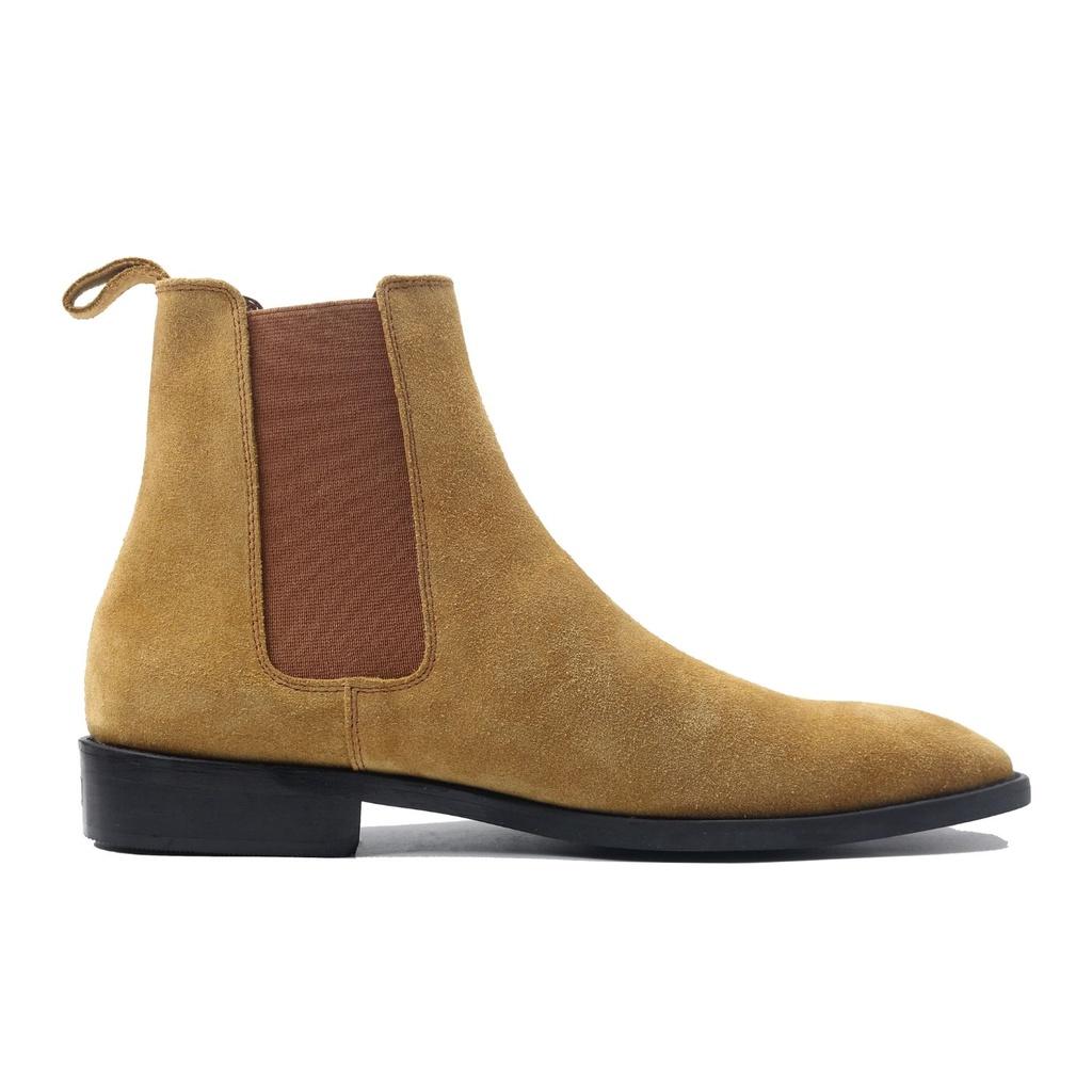 Giày Chelsea boots nam da lộn nâu, da bò cao cấp nhập khẩu handmade August shoes AG1V