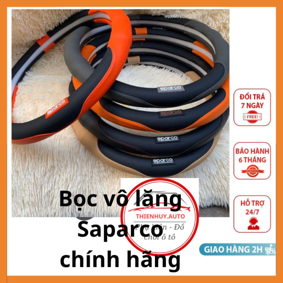 Bọc vô lăng ô tô xe hơi Sparco cao cấp đường kính 38cm phù hợp xe 4,5,7 chỗ bán tải